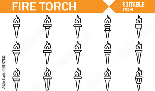 Collection of Fire Torch Icons for Digital Design and Web Applications
