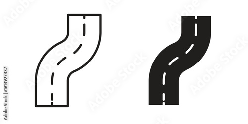 Road icon flat and stroke style pack on white background. Vector illustrations