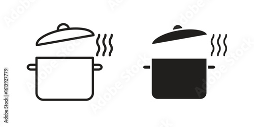 Pot icon flat and stroke style pack on white background. Vector illustrations