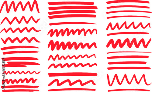 Red marker lines vector set design graphic illustration