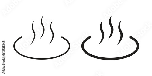 Onsen icon flat and stroke style pack on white background. Vector illustrations