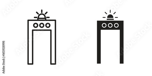 Metal detector icon flat and stroke style pack on white background. Vector illustrations