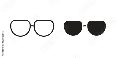 Glasses icon flat and stroke style pack on white background. Vector illustrations