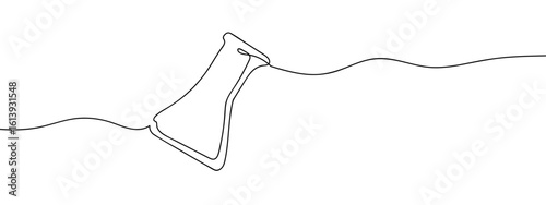 Continuous vector art line. Test tube. Bigger. Science experiment. Transparent background. editable stroke.