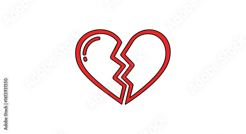 Symbolic representation of a fractured heart indicating emotional pain and relationship breakdown for concept illustrating love loss and sadness