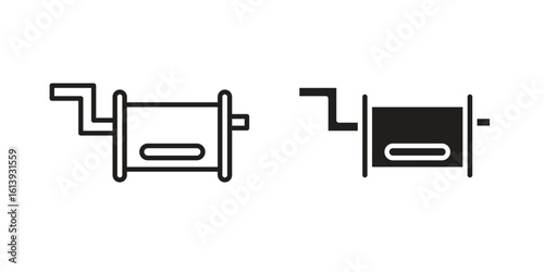 Exhaust pipe icon flat and stroke style pack on white background. Vector illustrations