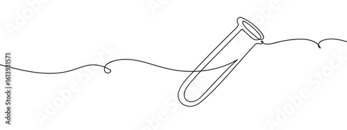 Continuous vector art lines. Test tube. Transparent background. editable stroke.
