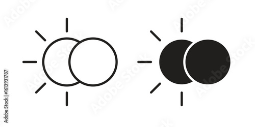 Eclipse icon flat and stroke style pack on white background. Vector illustrations