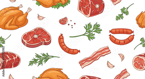 A variety of delicious meats including steaks roasts and sausages perfect for any meal or occasion