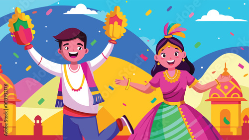 Festive celebration in tradition, vector illustration