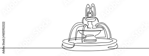 Continuous vector art lines, fountain, transparent background editable stroke.