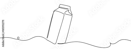 Continuous vector art lines, milk box, transparent background editable stroke.
