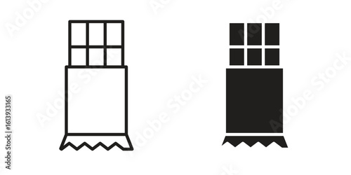 Chocolate icon flat and stroke style pack on white background. Vector illustrations