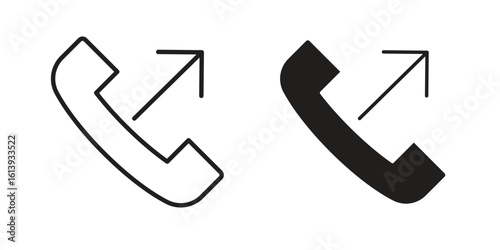 Call outgoing icon flat and stroke style pack on white background. Vector illustrations