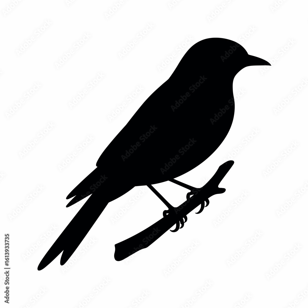 Obraz premium Perched Bird Silhouette Vector Illustration Elegant Avian Graphic for Nature-Inspired Designs and Wildlife Projects