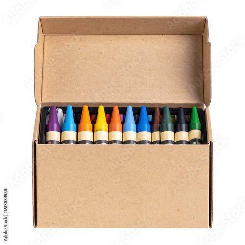 Open Box of Crayons Front View 