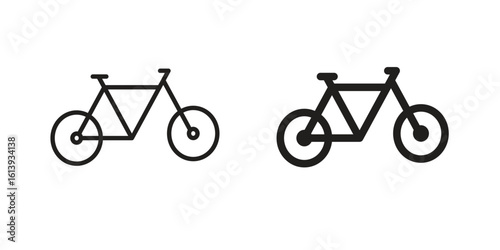 Biking icon flat and stroke style pack on white background. Vector illustrations
