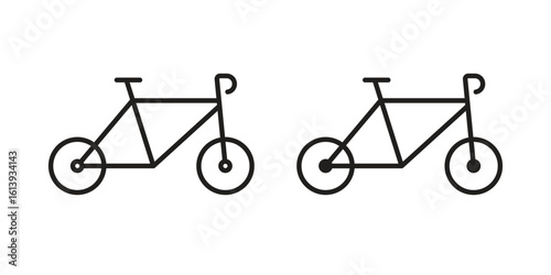 Biking mountain icon flat and stroke style pack on white background. Vector illustrations