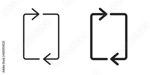 Arrows repeat icon flat and stroke style pack on white background. Vector illustrations