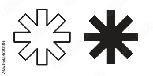 Asterisk icon flat and stroke style pack on white background. Vector illustrations