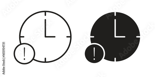 Alarm exclamation icon flat and stroke style pack on white background. Vector illustrations