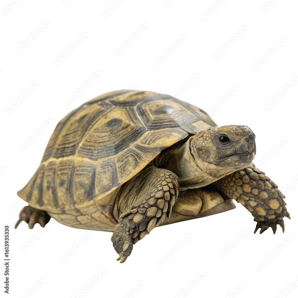Obraz premium A desert tortoise slowly walks on a transparent background