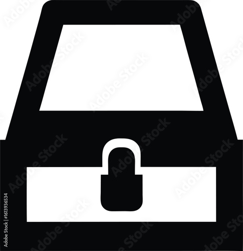 Isolated treasure chest icon in black and white for website and design elements showcasing security and wealth