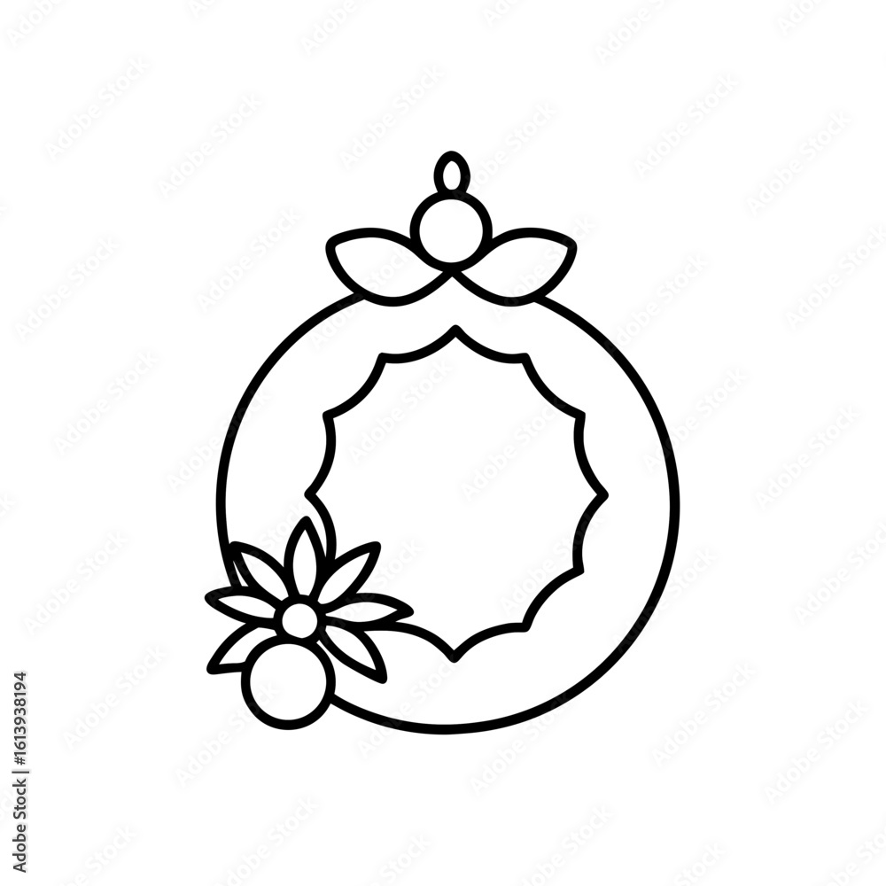 Obraz premium christmas wreath and ornament icons hand drawn st