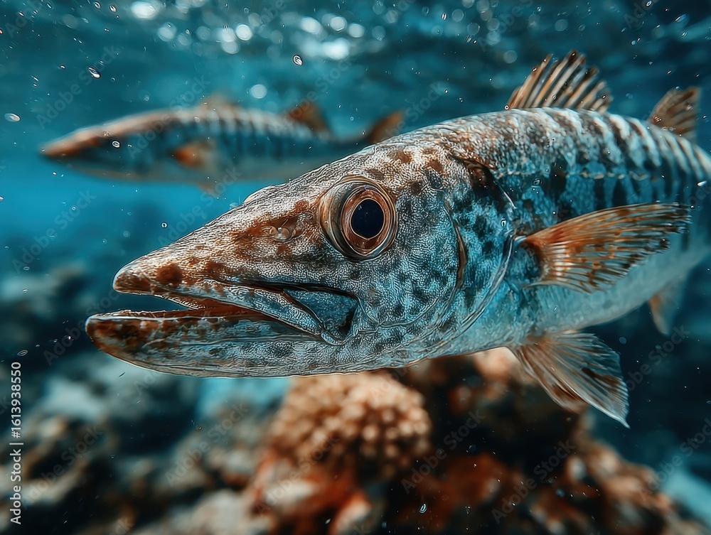 Naklejka premium Close-Up of Underwater Fish in Coral Reef