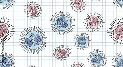 Microscopic view of cellular structures illustrating biological research and cellular processes in scientific discovery and health studies