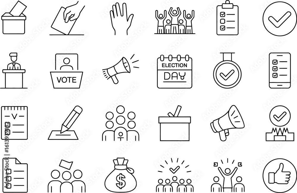 Naklejka premium Voting election symbols for democratic process and decision making
