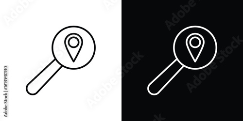 Search Location icon logo vector designs. icon set in a black and white strokes