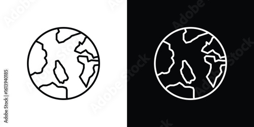 World icon logo vector designs. icon set in a black and white strokes