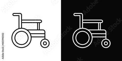 Wheelchair icon logo vector designs. icon set in a black and white strokes