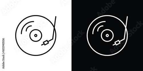 Vinyl icon logo vector designs. icon set in a black and white strokes