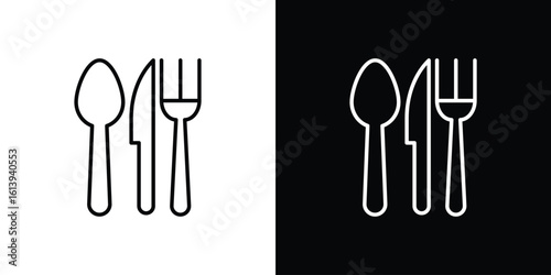 Utensils icon logo vector designs. icon set in a black and white strokes