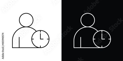 User time icon logo vector designs. icon set in a black and white strokes