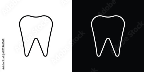 Tooth icon logo vector designs. icon set in a black and white strokes
