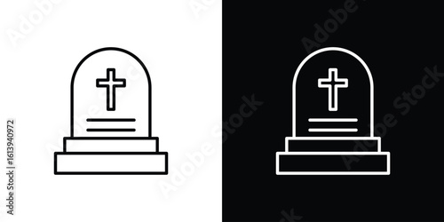 Tombstone icon logo vector designs. icon set in a black and white strokes