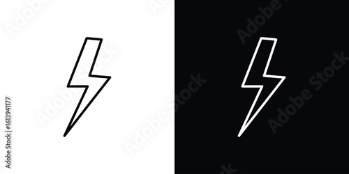 Thunder bolt icon logo vector designs. icon set in a black and white strokes