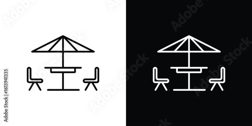 Terrace icon logo vector designs. icon set in a black and white strokes