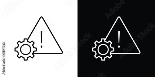 Technical warning icon logo vector designs. icon set in a black and white strokes