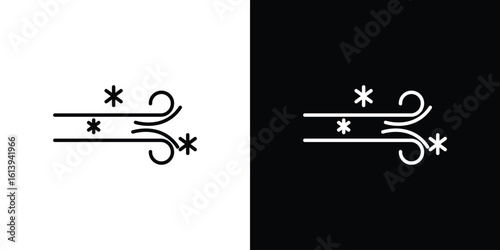 Snow blowing icon logo vector designs. icon set in a black and white strokes