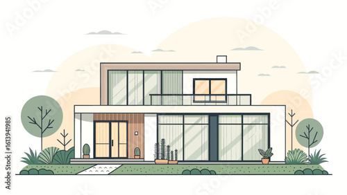 Stunning modern architectural masterpiece showcases sleek design with expansive glass and minimalist landscaping