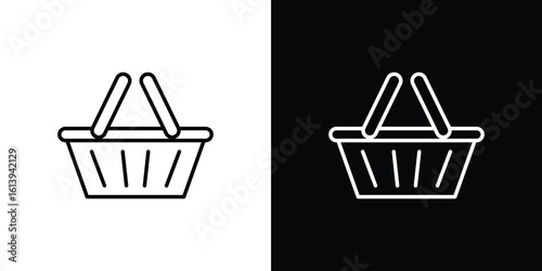 Shopping basket icon logo vector designs. icon set in a black and white strokes