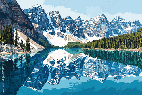 Mirror-Calm Moraine Lake Canadian Rockies isolated