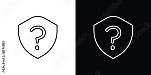 Shield interrogation icon logo vector designs. icon set in a black and white strokes