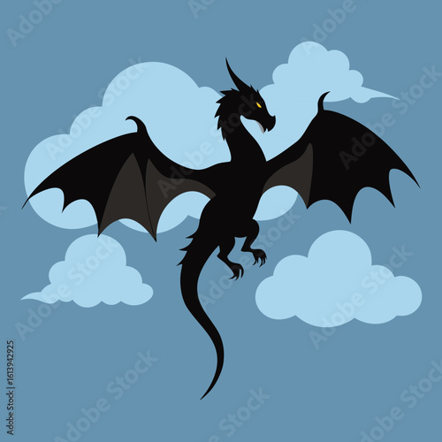 Vector art illustration of a flying  dragon
