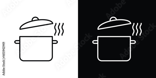 Pot icon logo vector designs. icon set in a black and white strokes