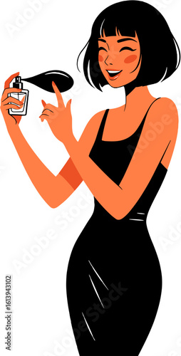 Elegant woman applying perfume.